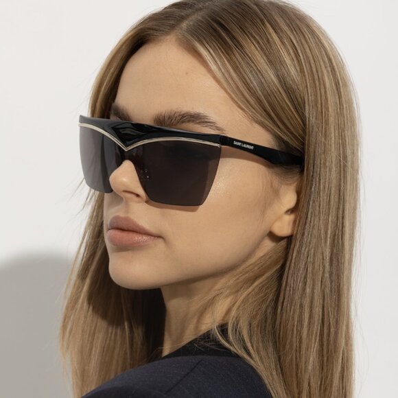 NEW SAINT LAURENT SL 614 MASK 001 BLACK SL614 MASK 001 WOMEN SUNGLASSES - Picture 1 of 15